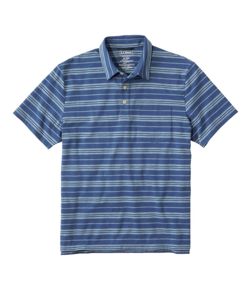 Men's Lakewashed Performance Polo, Short-Sleeve, Stripe, Bright Mariner, small image number 1