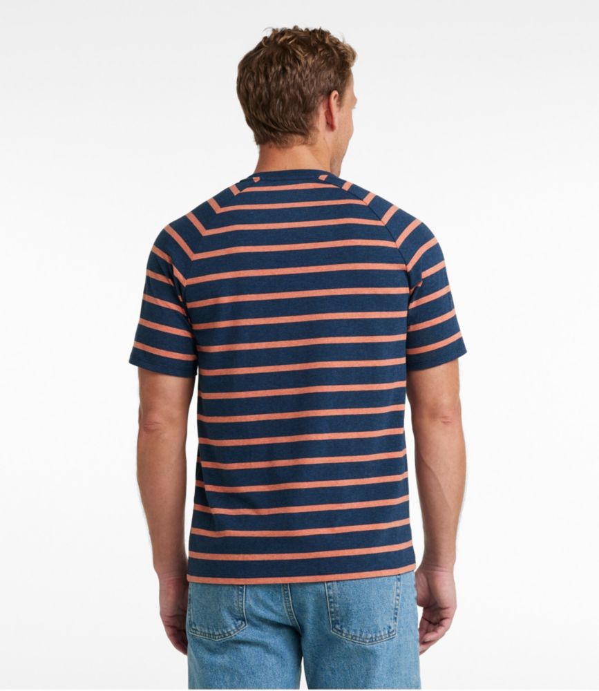 Men's Comfort Stretch Pima Tee Shirt, Short-Sleeve Henley, Stripe, Classic Navy, small image number 3