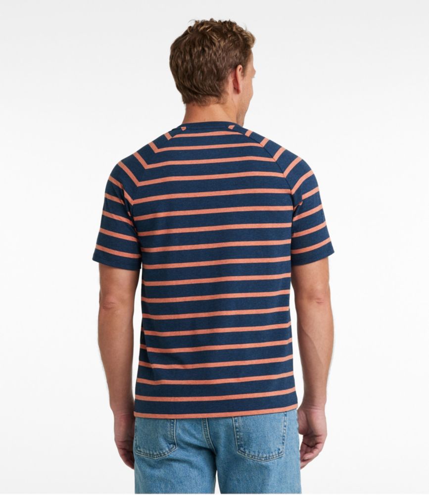 Men's Comfort Stretch Pima Tee Shirt, Short-Sleeve Henley, Stripe, Classic Navy, small image number 3