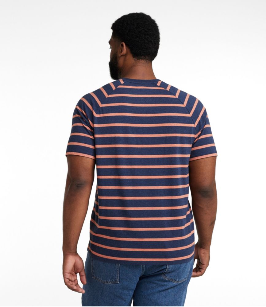 Men's Comfort Stretch Pima Tee Shirt, Short-Sleeve Henley, Stripe, Classic Navy, small image number 5