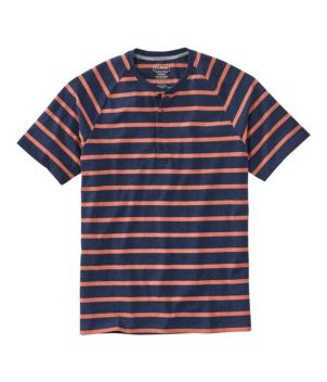 Men's Comfort Stretch Pima Tee Shirt, Short-Sleeve Henley, Stripe