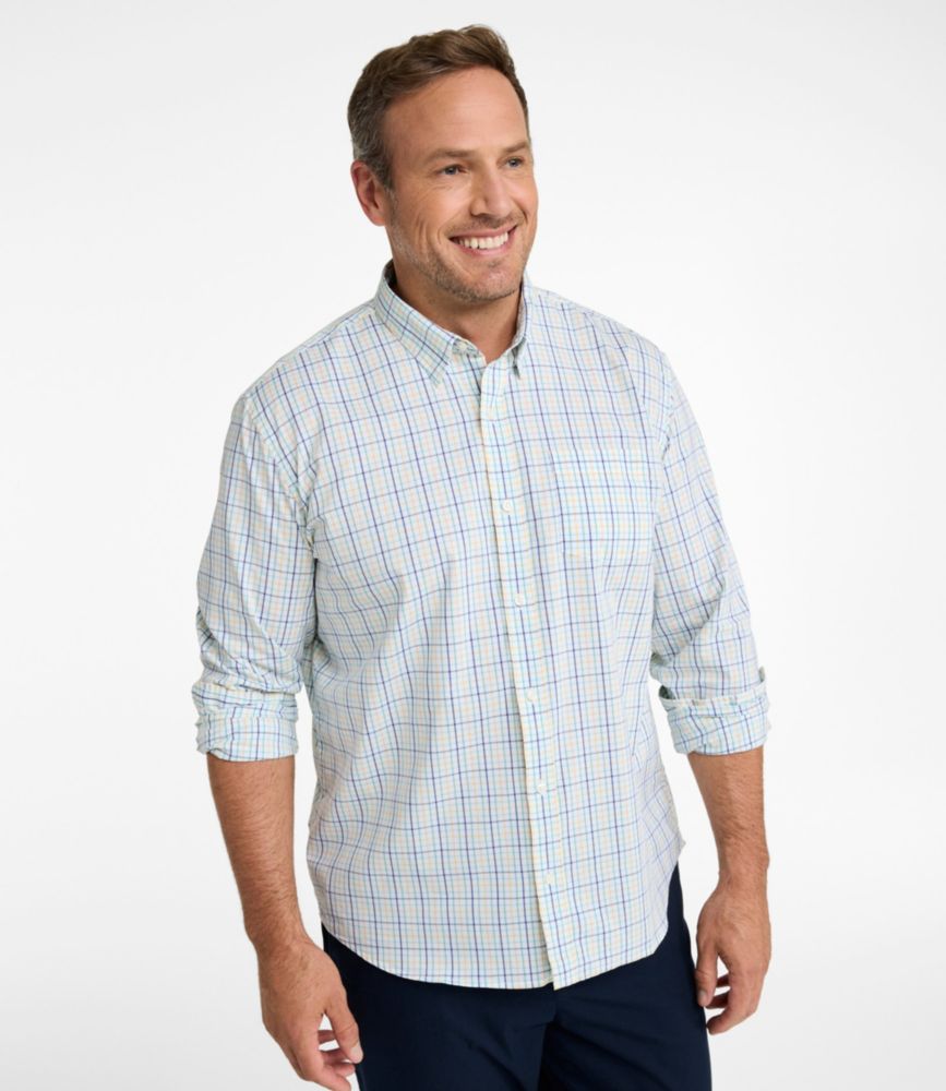 Men's Comfort Stretch Performance® Shirt, Long-Sleeve, Slightly Fitted Untucked Fit, Plaid