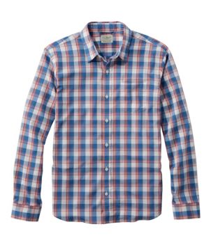 Men's Comfort Stretch Performance Shirt, Long-Sleeve, Slightly Fitted Untucked Fit, Plaid