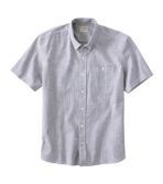 Men's Comfort Stretch Chambray Shirt, Slightly Fitted Untucked Fit, Short-Sleeve, Stripe
