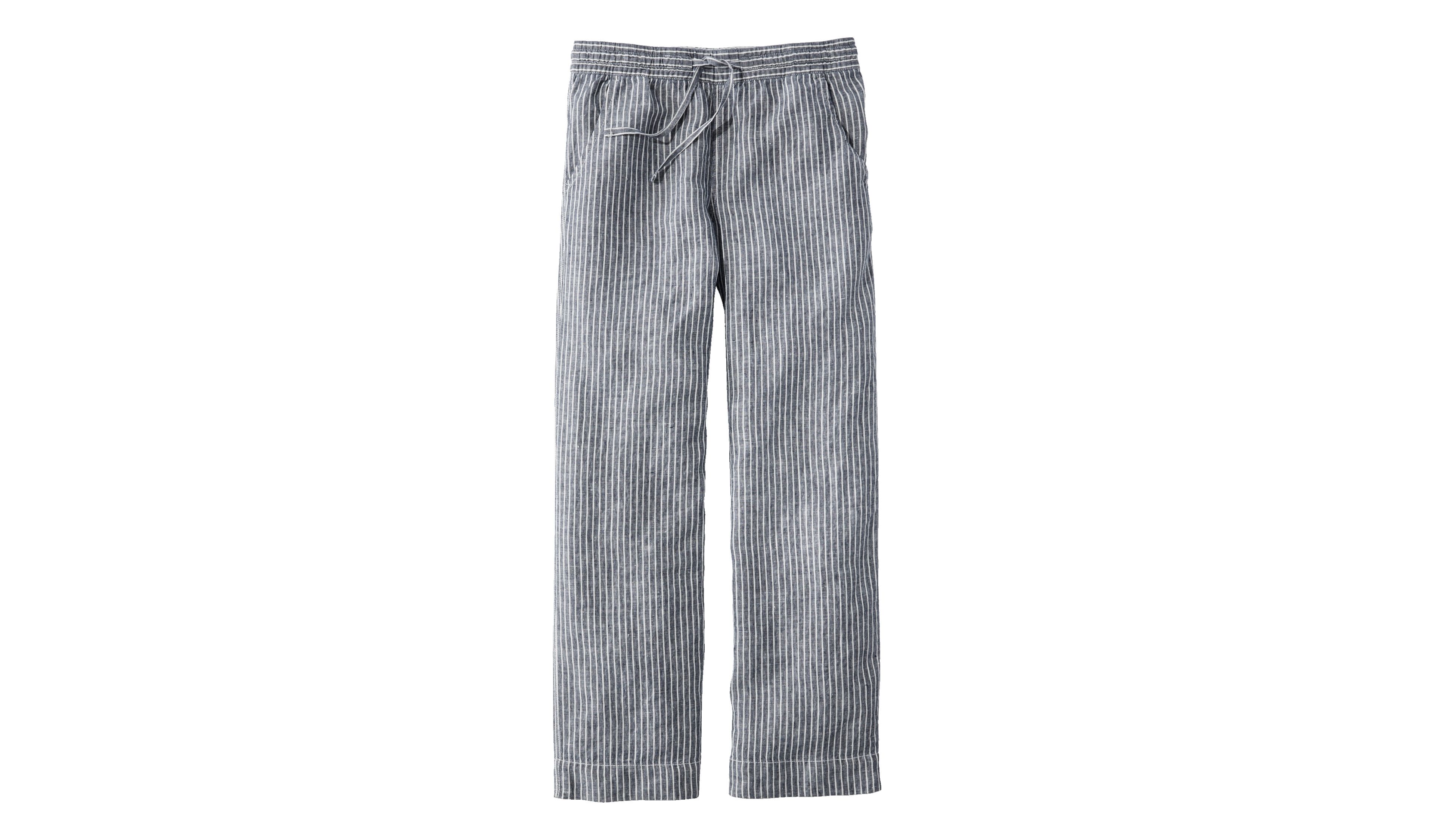 Women's Premium Washable Linen Pull-On Pants, Stripe