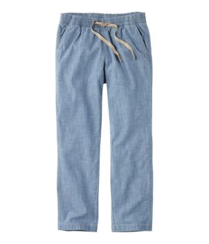 Women's Lakewashed Pull-On Chinos, Mid-Rise Chambray Ankle Pants