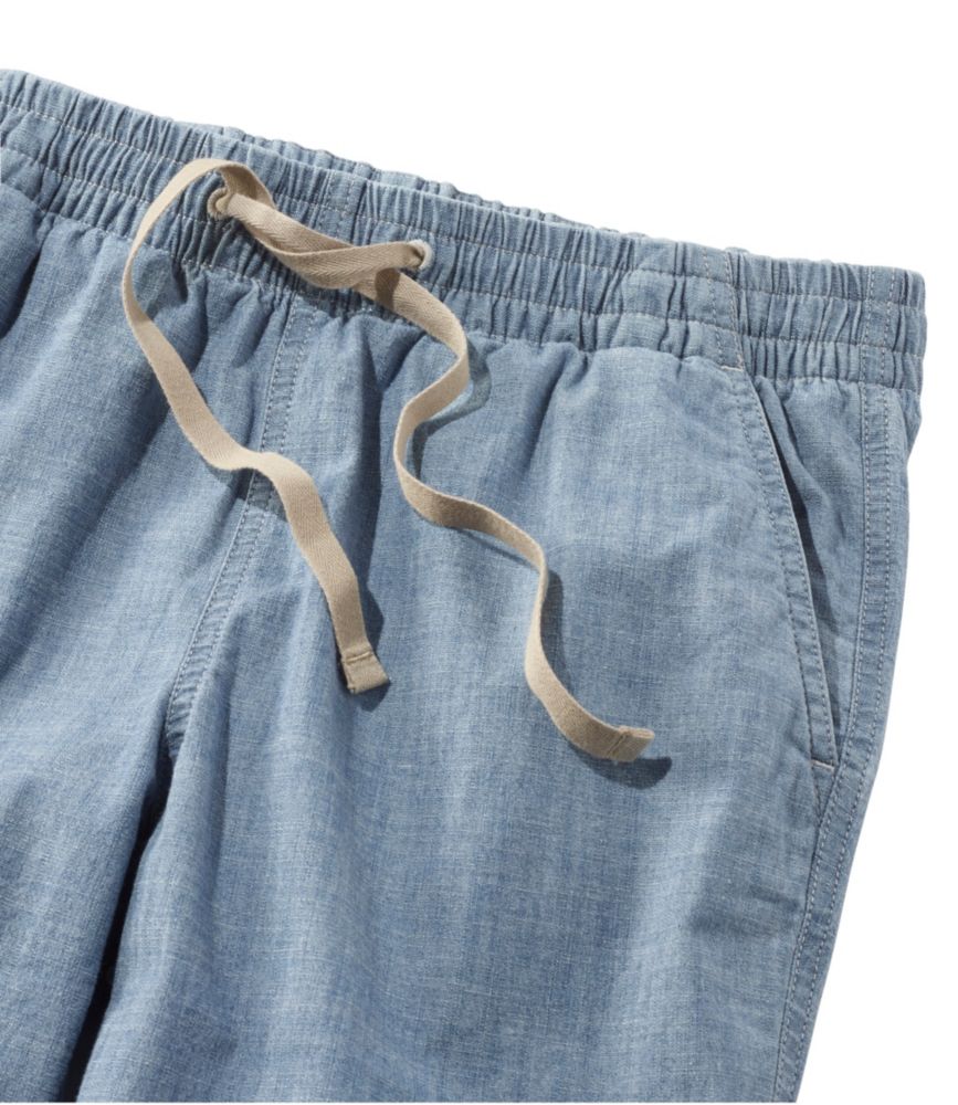 Women's Lakewashed Pull-On Chinos, Mid-Rise Chambray Ankle Pants