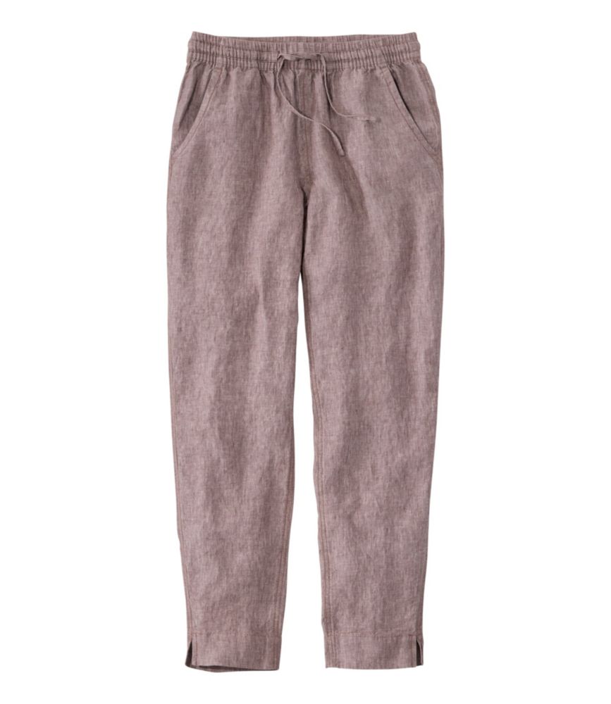 Women's Premium Linen Pull-On Ankle Pants, Mid-Rise Tapered-Leg