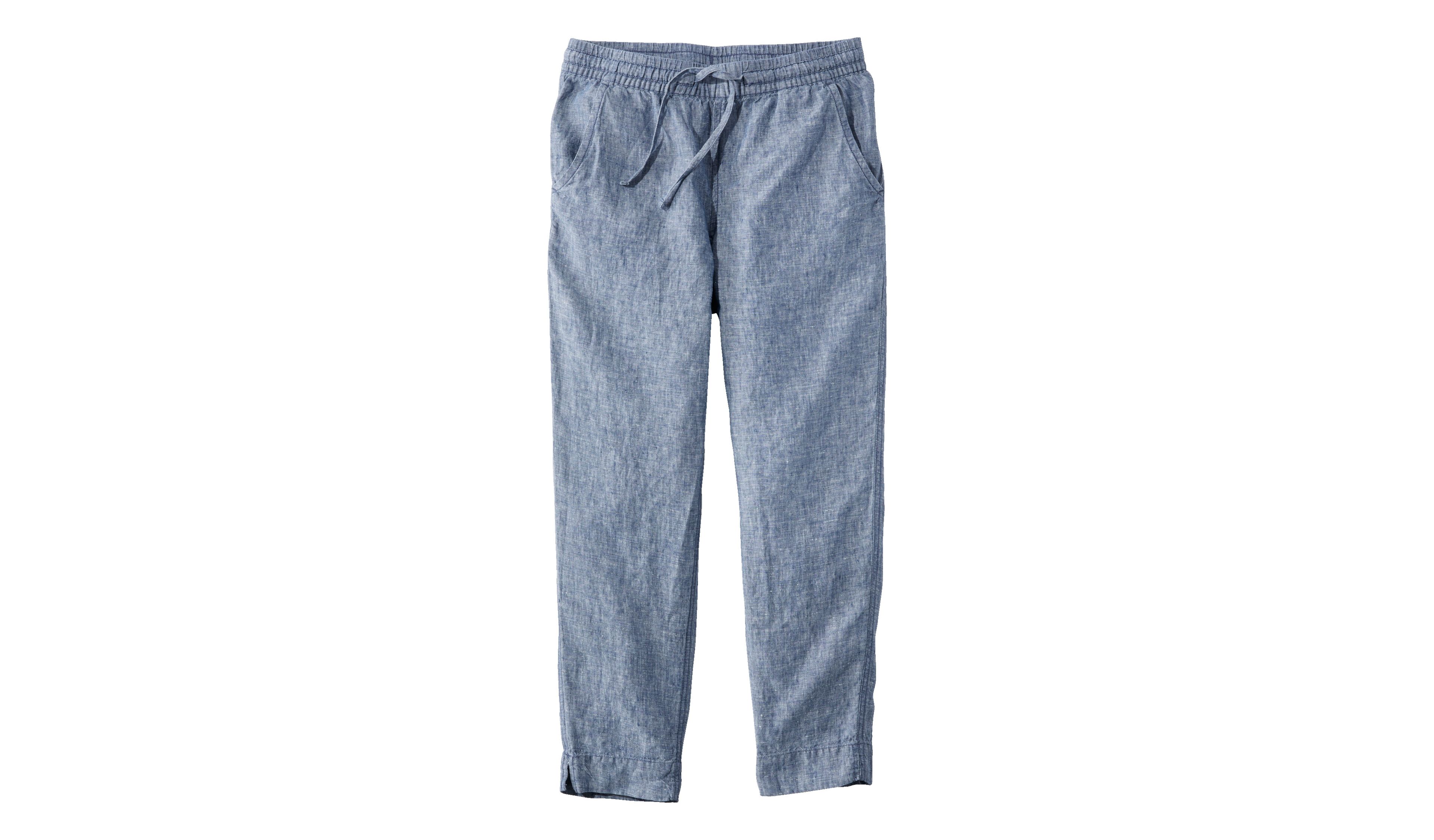 Women's Premium Linen Pull-On Ankle Pants, Mid-Rise Tapered-Leg