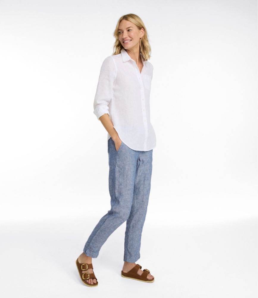 Women's Premium Linen Pull-On Ankle Pants, Mid-Rise Tapered-Leg