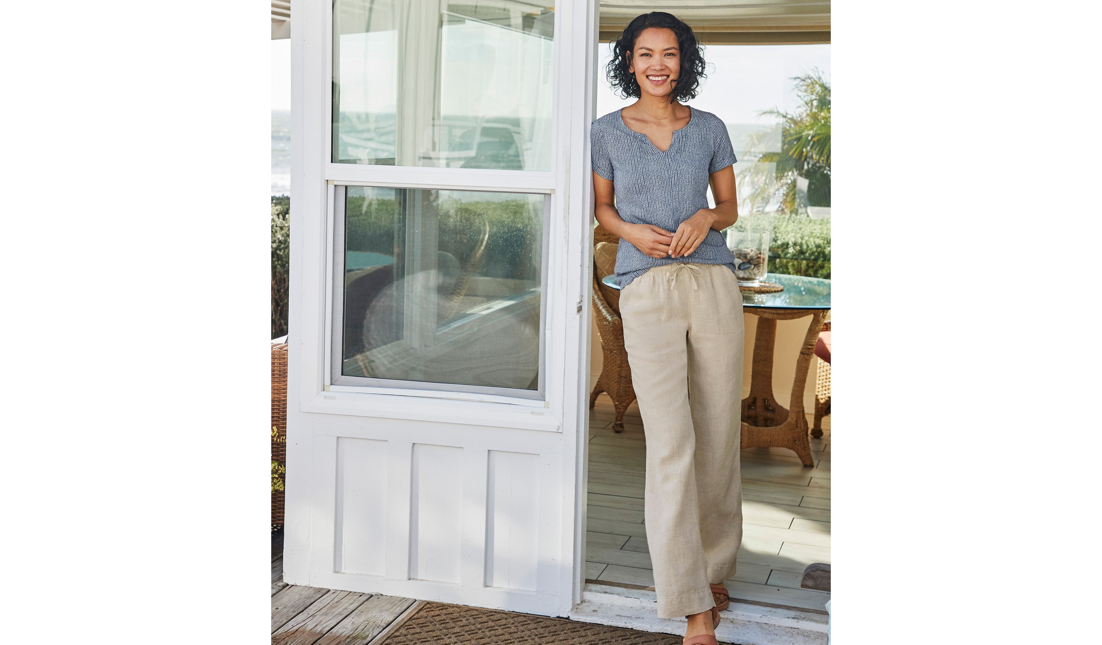 Women's Premium Washable Linen Pull-On Pants
