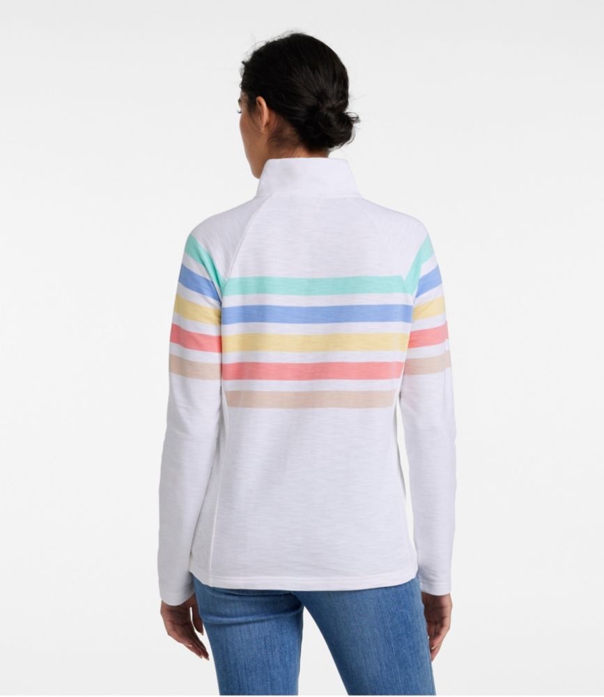 Women's Peaks Island Quarter-Zip Pullover, Stripe, Classic Navy/White, small image number 3