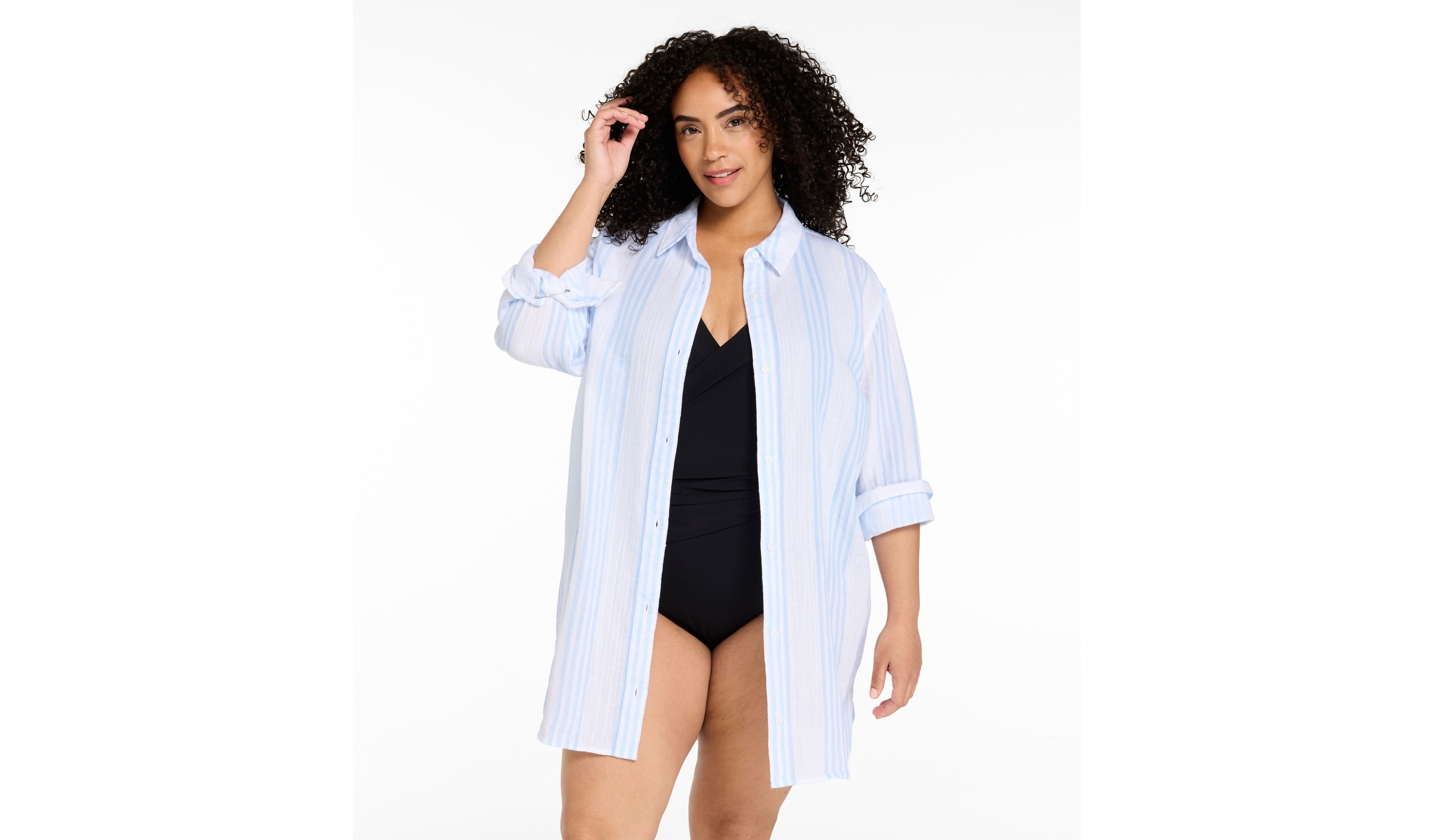 Women's Cloud Gauze Cover-Up Shirt, Stripe
