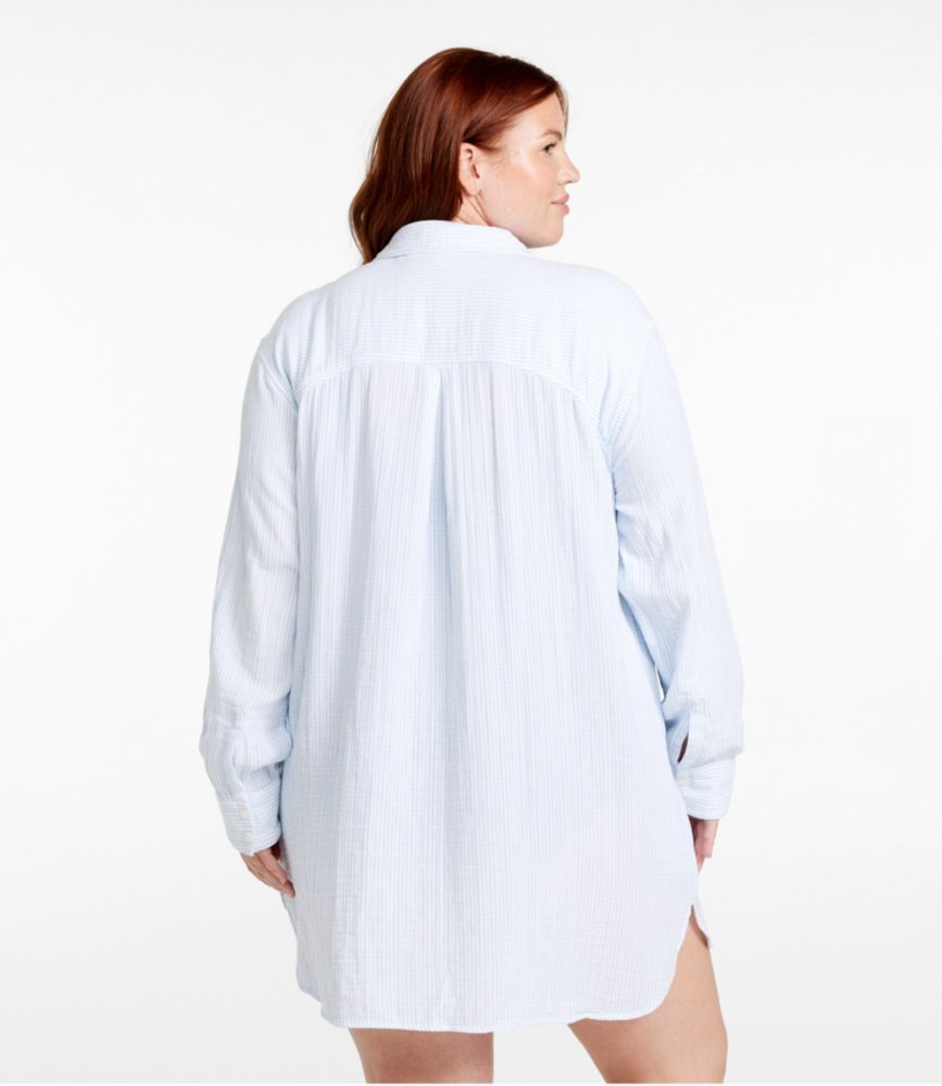 Women's Cloud Gauze Cover-Up Shirt, Stripe, French Blue Medallion, small image number 3