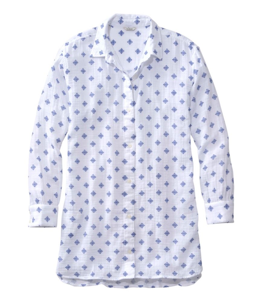 Women's Cloud Gauze Cover-Up Shirt, Stripe, French Blue Medallion, small image number 1