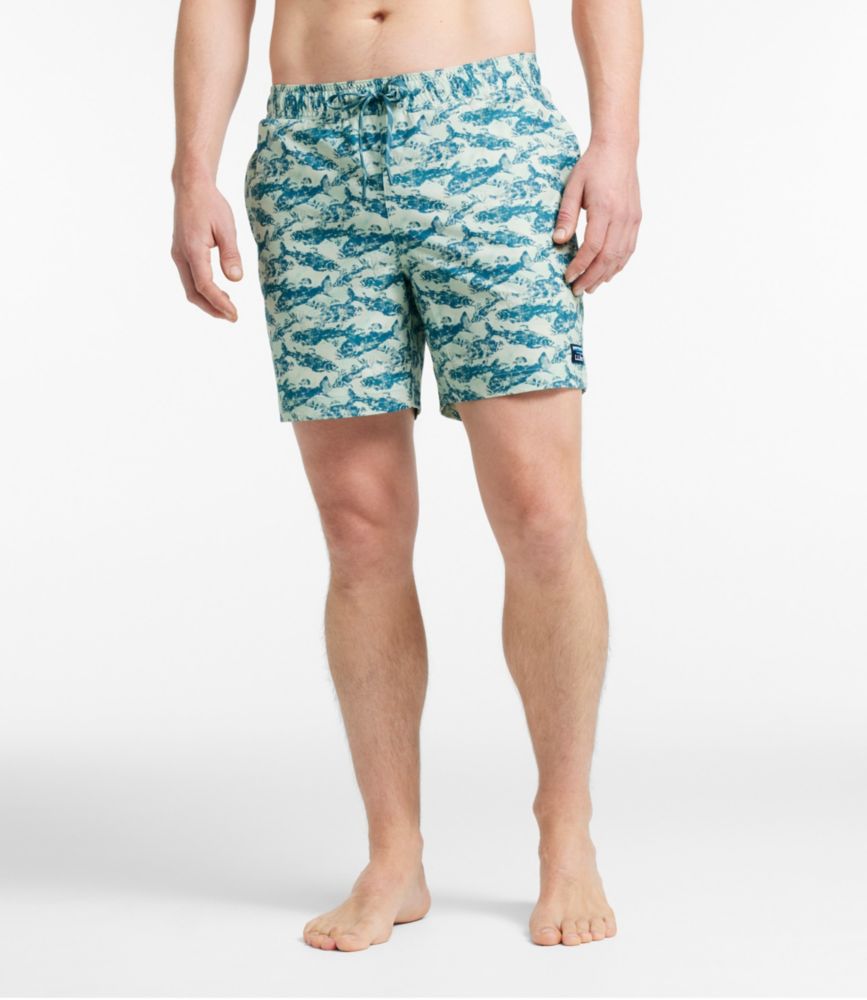 Men's Vacationland Stretch Swim Trunks, Print, 6", Iron Blue Fish, small image number 2