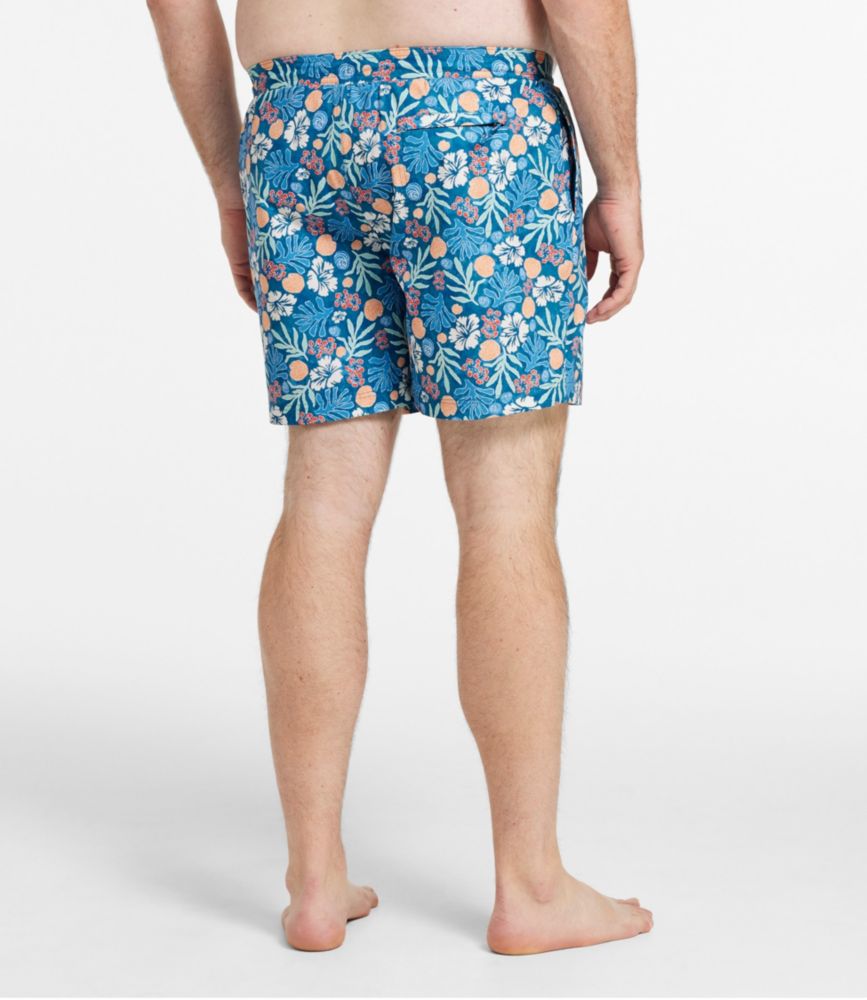 Men's Vacationland Stretch Swim Trunks, Print, 6", Blue Water Hibiscus, small image number 5