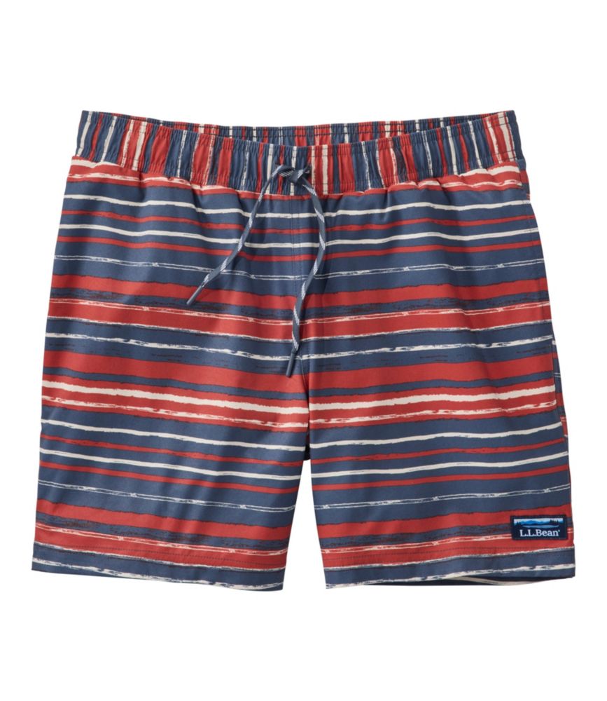 Men's Vacationland Stretch Swim Trunks, Print, 6", Light Mahogany Painterly Stripe, small image number 1