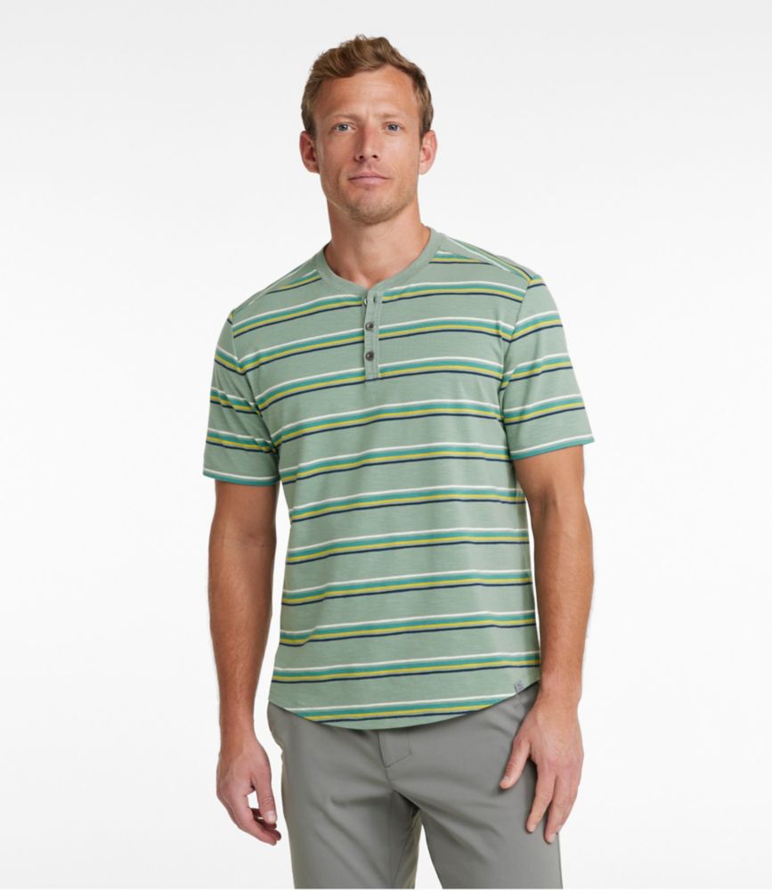 Men's Explorer Slub Tee, Short-Sleeve Henley Stripe, Faded Sage Stripe, small image number 2