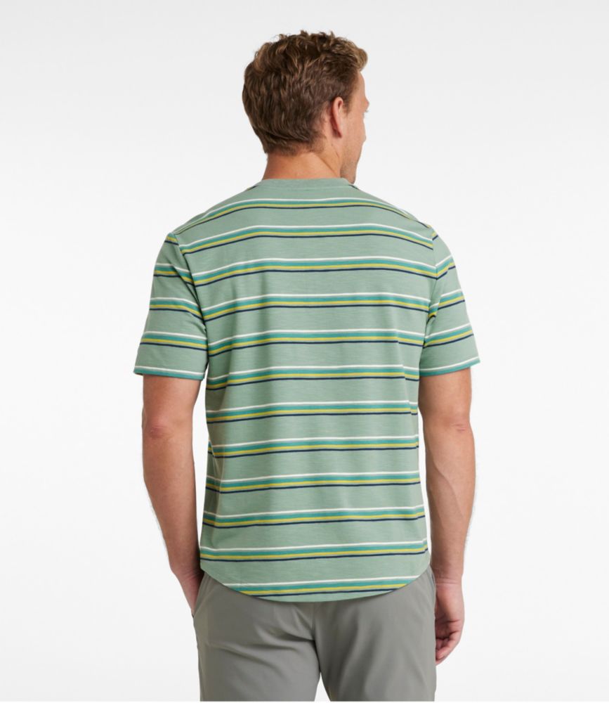 Men's Explorer Slub Tee, Short-Sleeve Henley Stripe, Faded Sage Stripe, small image number 3