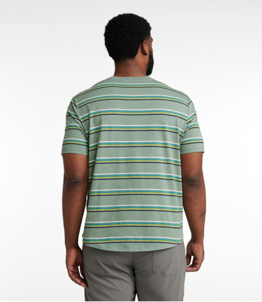 Men's Explorer Slub Tee, Short-Sleeve Henley Stripe, Faded Sage Stripe, small image number 5