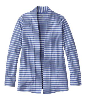 Women's Pima Cotton Open Cardigan, With Pockets Stripe