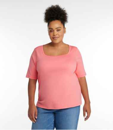 Pimfylm Cotton T Shirts Women Women's T-Shirt, Plus Size Long Sleeve Cotton  Tee, JMS Plus Size Scoop-Neck T-Shirt for Women Dark Gray S 