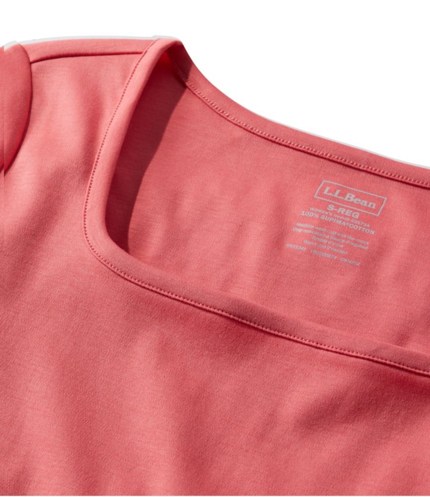 Women's Pima Cotton Tee, Soft Squareneck Elbow-Sleeve