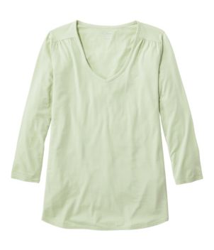 Women's Soft Stretch Supima Tee, Three-Quarter-Sleeve V-Neck