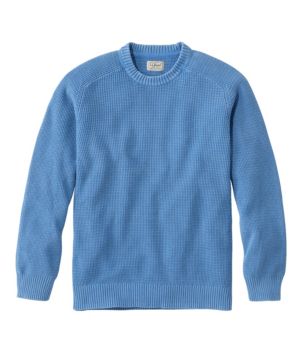 Men's Textured Washed Cotton Sweaters, Crewneck