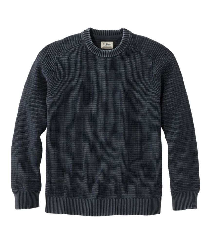 Men's Sunwashed Textured Cotton Sweater, Crewneck