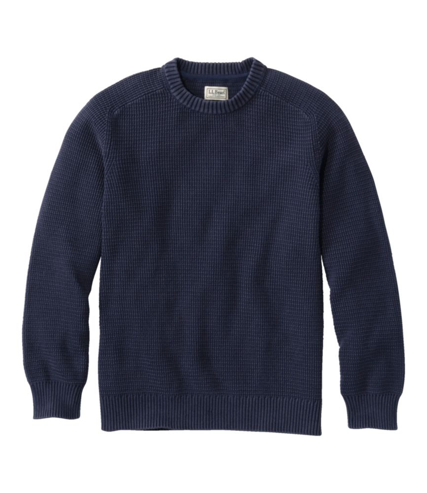 Men's Sunwashed Textured Cotton Sweater, Crewneck