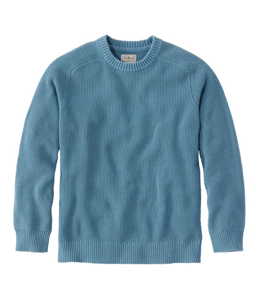 Men's Sunwashed Textured Cotton Sweater, Crewneck