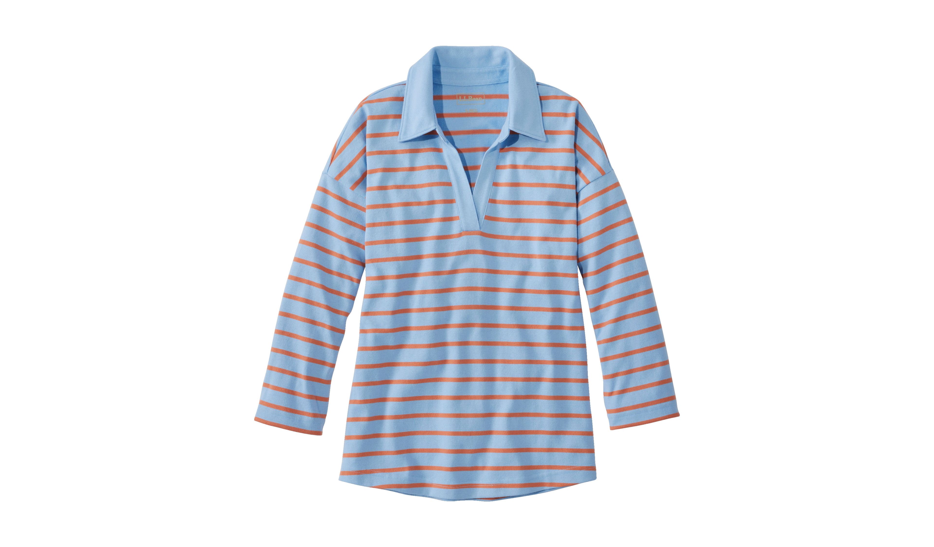 Women's Heritage Mariner Top, Splitneck Polo Three-Quarter-Sleeve Stripe