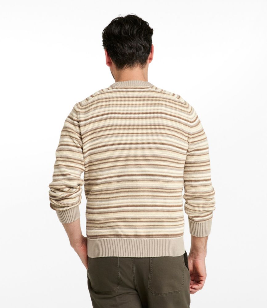 Men's Sunwashed Textured Cotton Sweater, Crewneck, Stripe, Toasted Coconut Stripe, small image number 3