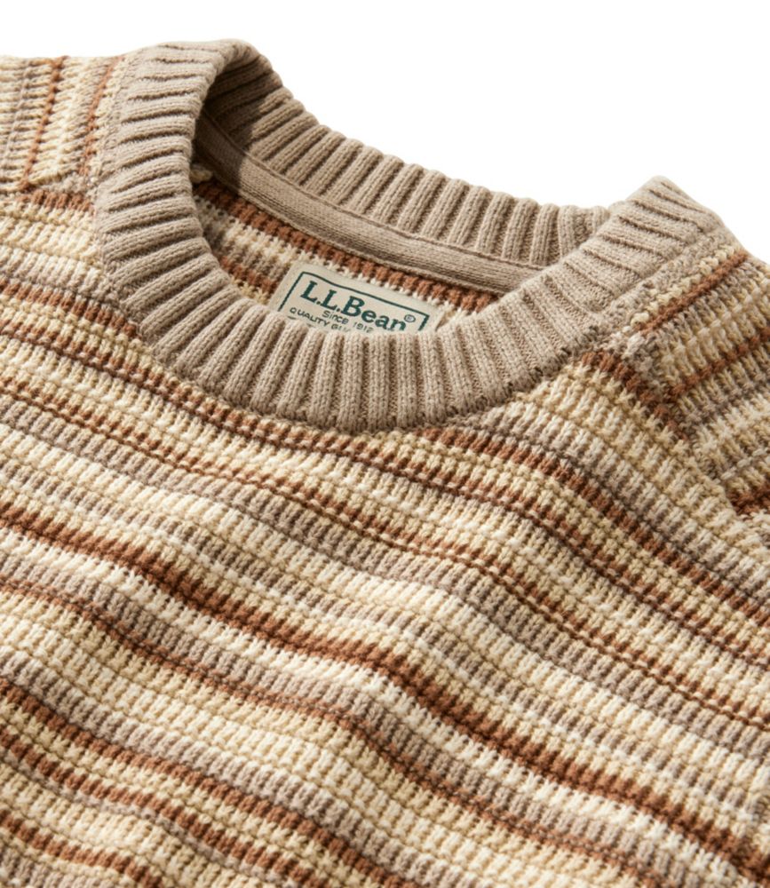 Men's Sunwashed Textured Cotton Sweater, Crewneck, Stripe
