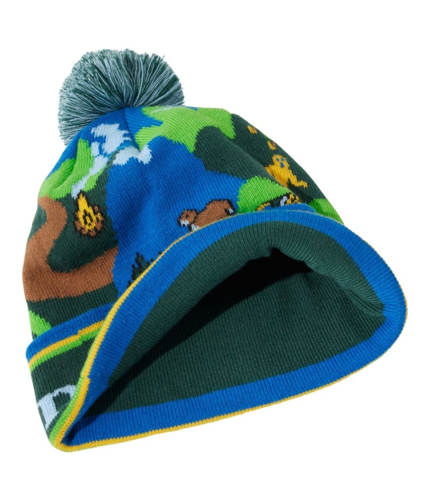 Kids' L.L.Bean Pom Hat, Landscape, Deep Green Landscape, small image number 2