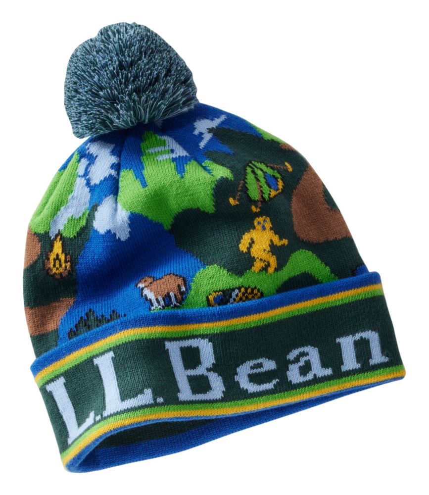 Kids' L.L.Bean Pom Hat, Landscape, Deep Green Landscape, small image number 1