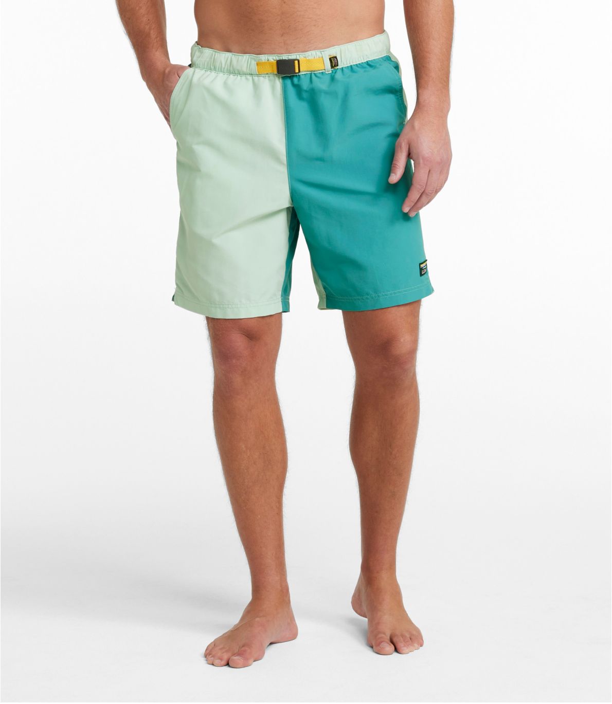 Men's Classic Supplex Sport Shorts, Belted, Colorblock, 8" at L.L. Bean