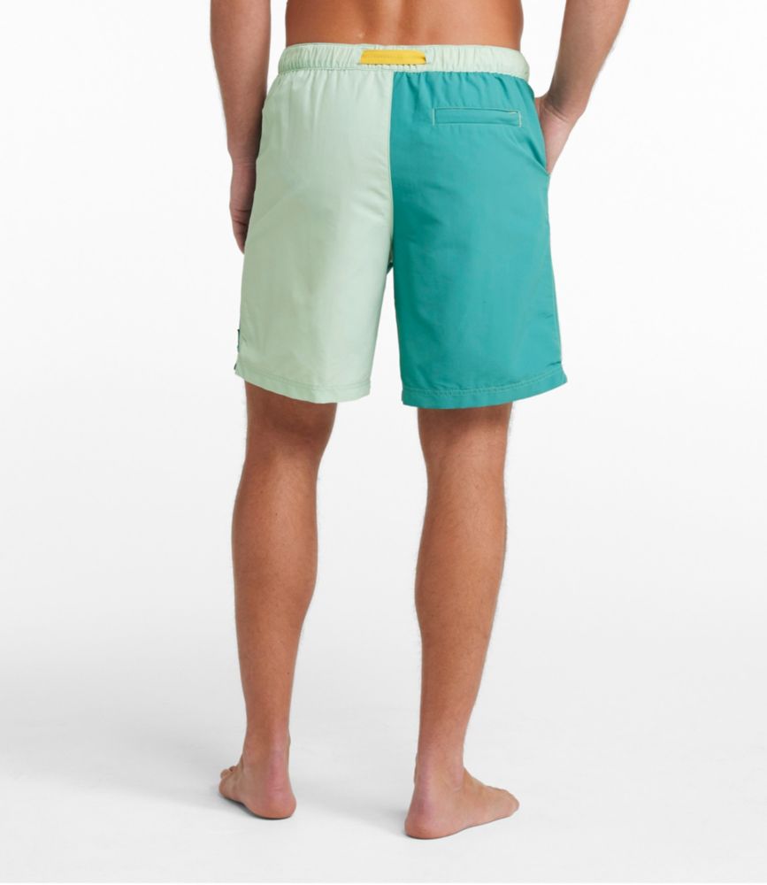 Men's Classic Supplex Sport Shorts, Belted, Colorblock, 8", Pastel Lichen/Blue-Green/Nectar, small image number 3