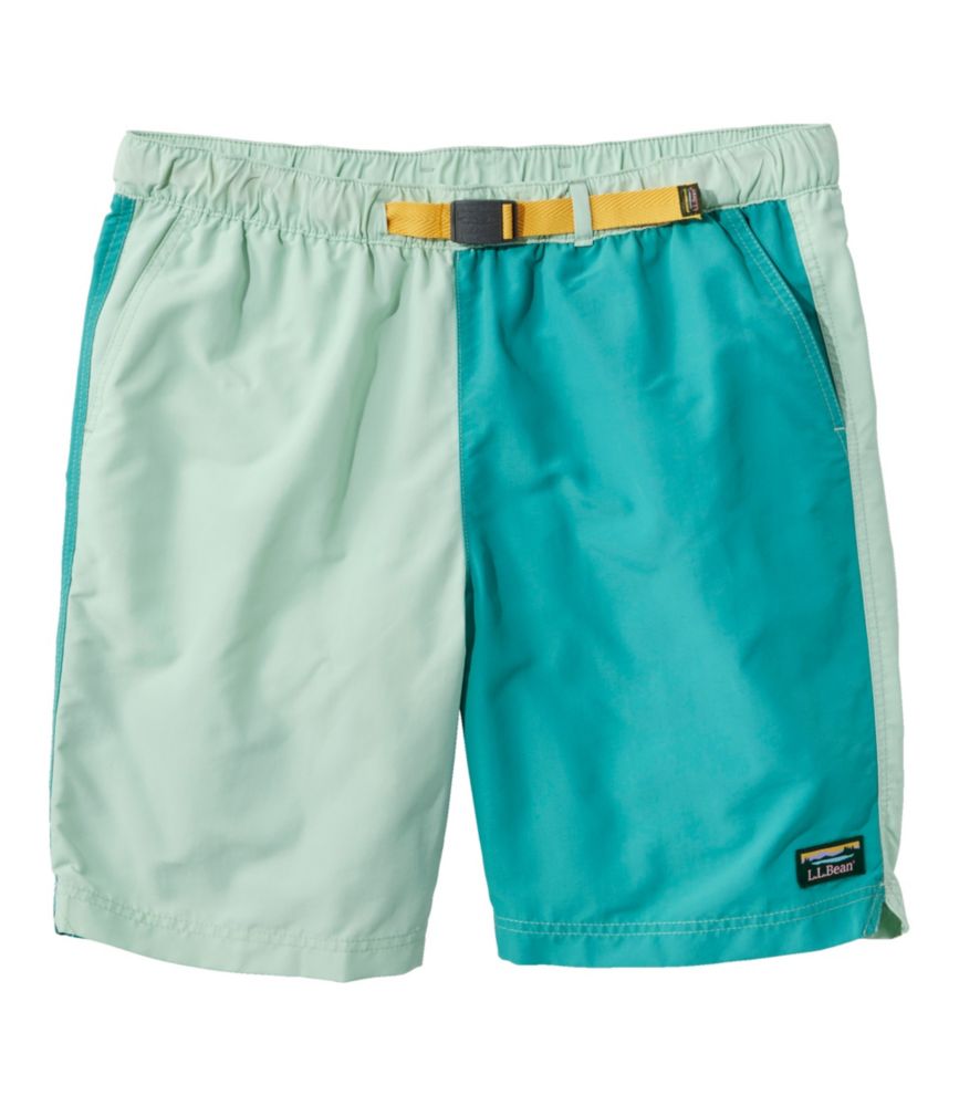 Men's Classic Supplex Sport Shorts, Belted, Colorblock, 8", Pastel Lichen/Blue-Green/Nectar, small image number 1