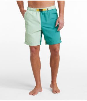 Men's Classic Supplex Sport Shorts, Belted, Colorblock, 8"