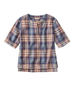 Women's Signature Linen-Blend Splitneck Shirt, Short-Sleeve