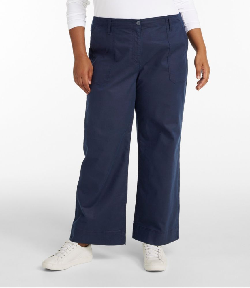 Women's Signature Cotton/TENCEL Utility Pants, Mid-Rise Wide-Leg Ankle-Length, Deepest Indigo, small image number 2