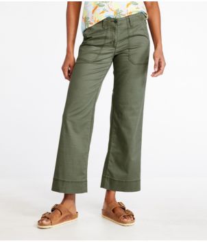 Women's Signature Cotton/TENCEL Utility Pants, Mid-Rise Wide-Leg Ankle-Length