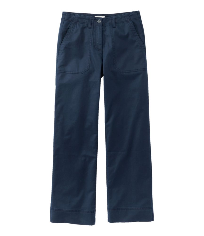 Women's Signature Cotton/TENCEL Utility Pants, Mid-Rise Wide-Leg Ankle-Length, Deepest Indigo, small image number 1