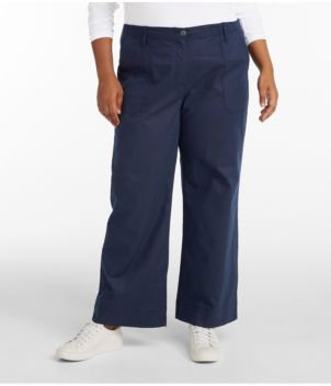 Women's Signature Cotton/TENCEL Utility Pants, Mid-Rise Wide-Leg Ankle-Length