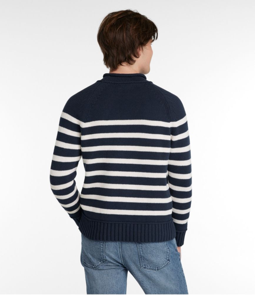 Men's Signature Organic Cotton Rollneck Sweater, Stripe, Navy, small image number 3