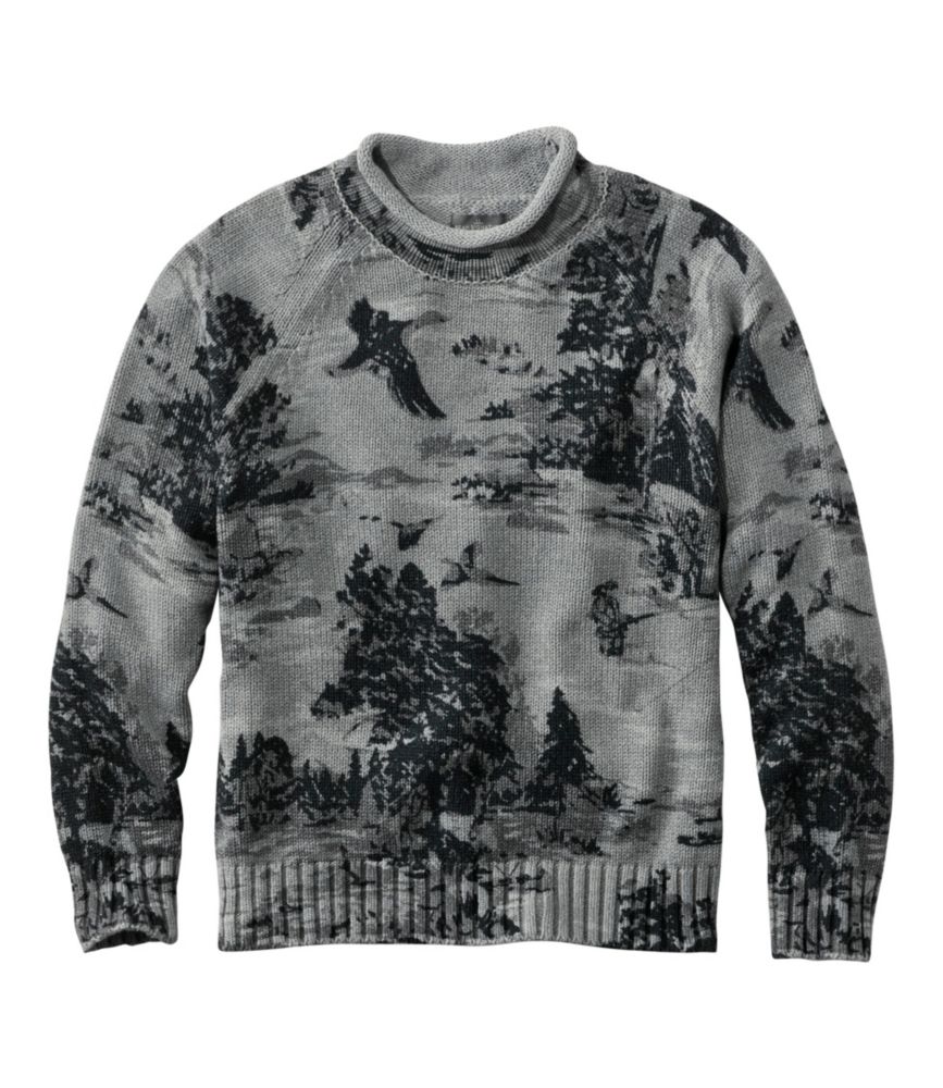 Men's Signature Organic Cotton Rollneck Sweater, Print, Gray Heather Vintage Scenic, small image number 1