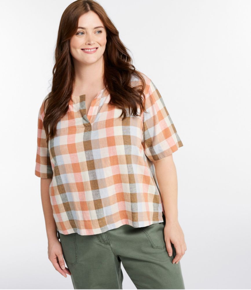 Women's Signature Linen-Blend Splitneck Shirt